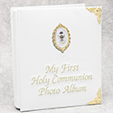 First Communion Photo Album&#44; White Leatherette 1422