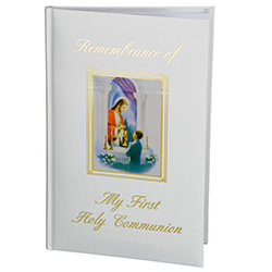 First Communion Remembrance Album&#44; Boy&#44; White Hardcover