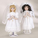 First Communion Porcelain Doll with Veil &amp; Rosary