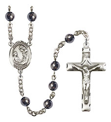 St. Cecilia 6mm Hematite Rosary R6002S-8016
