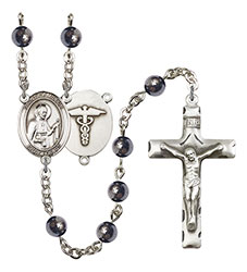 St. Camillus of Lellis/Nurse 6mm Hematite Rosary R6002S-8019S9