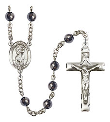 St. Christopher 6mm Hematite Rosary R6002S-8022