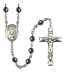 St. Jason 6mm Hematite Rosary R6002S-8051