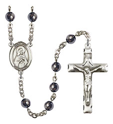 St. Rita of Cascia 6mm Hematite Rosary R6002S-8094