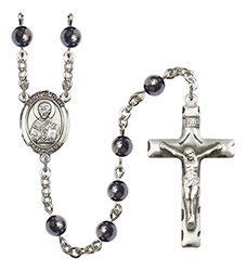 St. Timothy 6mm Hematite Rosary R6002S-8105