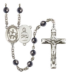 St. Kateri/Equestrian 6mm Hematite Rosary R6002S-8182