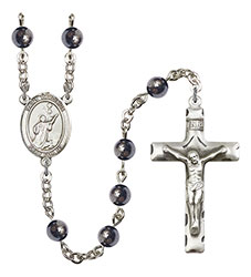 St. Tarcisius 6mm Hematite Rosary R6002S-8261