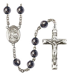 St. Raphael the Archangel 8mm Hematite Rosary R6003S-8092