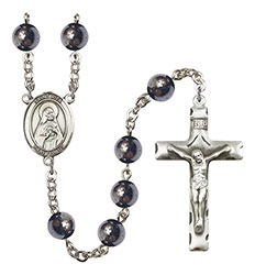St. Rita of Cascia 8mm Hematite Rosary R6003S-8094