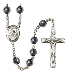 St. Robert Bellarmine 8mm Hematite Rosary R6003S-8096