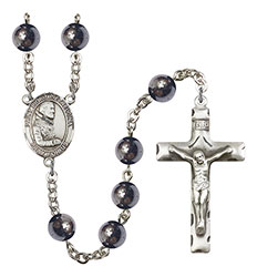 St. Pio of Pietrelcina 8mm Hematite Rosary R6003S-8125