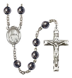 St. Jeanne Jugan 8mm Hematite Rosary R6003S-8409
