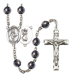 St. Christopher/Tennis 8mm Hematite Rosary R6003S-8505