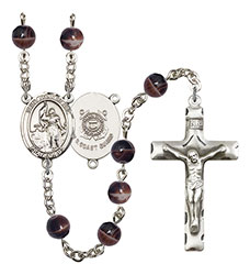St. Joan of Arc /Coast Guard 7mm Brown Rosary R6004S-8053S3