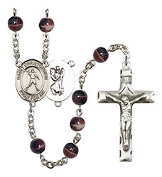 St. Christopher/Football 7mm Brown Rosary R6004S-8151