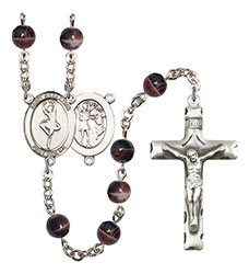St. Sebastian/Dance 7mm Brown Rosary R6004S-8173