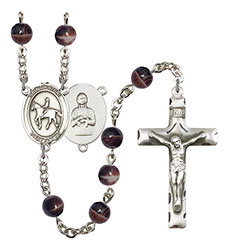 St. Kateri/Equestrian 7mm Brown Rosary R6004S-8182