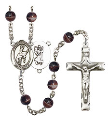 St. Christopher/Rodeo 7mm Brown Rosary R6004S-8192