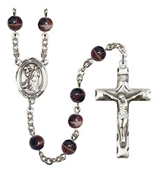 St. Rocco 7mm Brown Rosary R6004S-8377