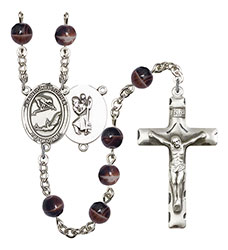 St. Christopher/Gymnastics 7mm Brown Rosary R6004S-8513