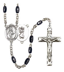 St. Christopher/Tennis 8x5mm Black Onyx Rosary R6005S-8505