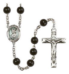 St. Christopher 7mm Black Onyx Rosary R6007S-8022E