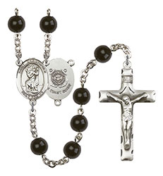 St. Christopher/Coast Guard 7mm Black Onyx Rosary R6007S-8022S3