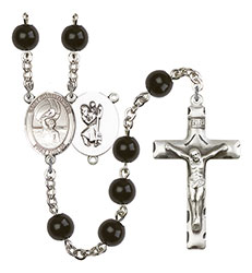 St. Christopher/Water Polo-Men 7mm Black Onyx Rosary R6007S-8198