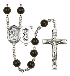 St. Christopher/Basketball 7mm Black Onyx Rosary R6007S-8502