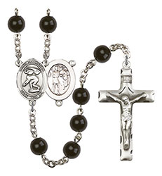 St. Sebastian/Swimming 7mm Black Onyx Rosary R6007S-8611
