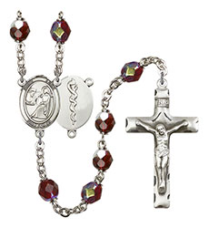 St. Luke the Apostle/Doctor 7mm Garnet Aurora Borealis Rosary R6008GTS-8068S8