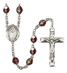 St. Maria Faustina 7mm Garnet Aurora Borealis Rosary R6008GTS-8069