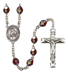 Virgen de la Divina Providencia 7mm Garnet Aurora Borealis Rosary R6008GTS-8087SP