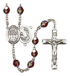 St. Cecilia/Choir 7mm Garnet Aurora Borealis Rosary R6008GTS-8180