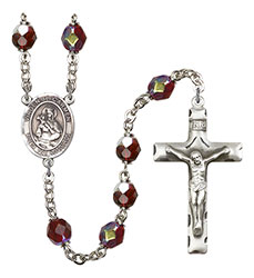 Virgen del Carmen 7mm Garnet Aurora Borealis Rosary R6008GTS-8243SP