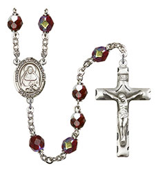 St. Marie Magdalen Postel 7mm Garnet Aurora Borealis Rosary R6008GTS-8294