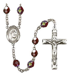 Blessed Teresa of Calcutta 7mm Garnet Aurora Borealis Rosary R6008GTS-8295