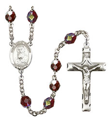 St. Daniel Comboni 7mm Garnet Aurora Borealis Rosary R6008GTS-8400