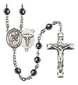 St. Agatha/Nurse 6mm Hematite Rosary R6002S-8003S9