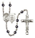 St. Christopher/Air Force 6mm Hematite Rosary R6002S-8022S1