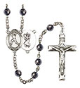 St. Christopher/Softball 6mm Hematite Rosary R6002S-8145
