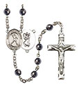 St. Christopher/Football 6mm Hematite Rosary R6002S-8151