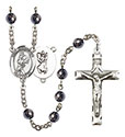 St. Christopher/Softball 6mm Hematite Rosary R6002S-8507