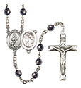 St. Sebastian/Softball 6mm Hematite Rosary R6002S-8607
