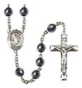 St. Cecilia 8mm Hematite Rosary R6003S-8016