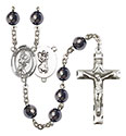 St. Christopher/Softball 8mm Hematite Rosary R6003S-8507
