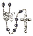 St. Christopher/Gymnastics 8mm Hematite Rosary R6003S-8513