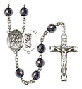 St. Christopher/Choir 8mm Hematite Rosary R6003S-8514