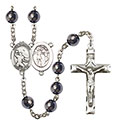St. Sebastian/Football 8mm Hematite Rosary R6003S-8601
