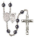 St. Sebastian/Choir 8mm Hematite Rosary R6003S-8614